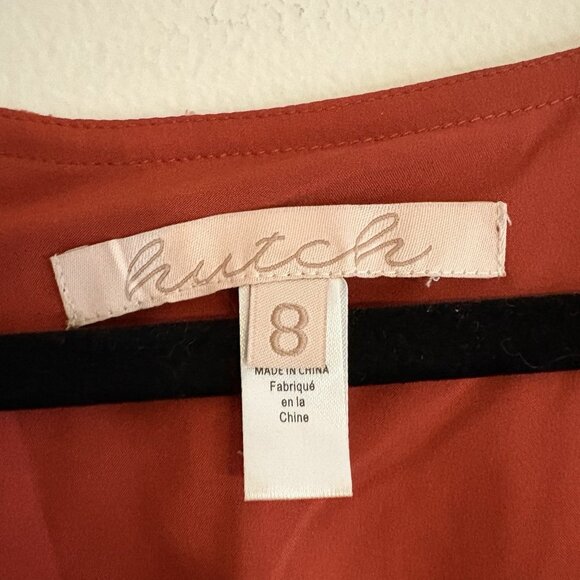 Hutch Anthropologie Women 8 Terracotta Orange Floral Textured Lindy Maxi Dress - Picture 9 of 13